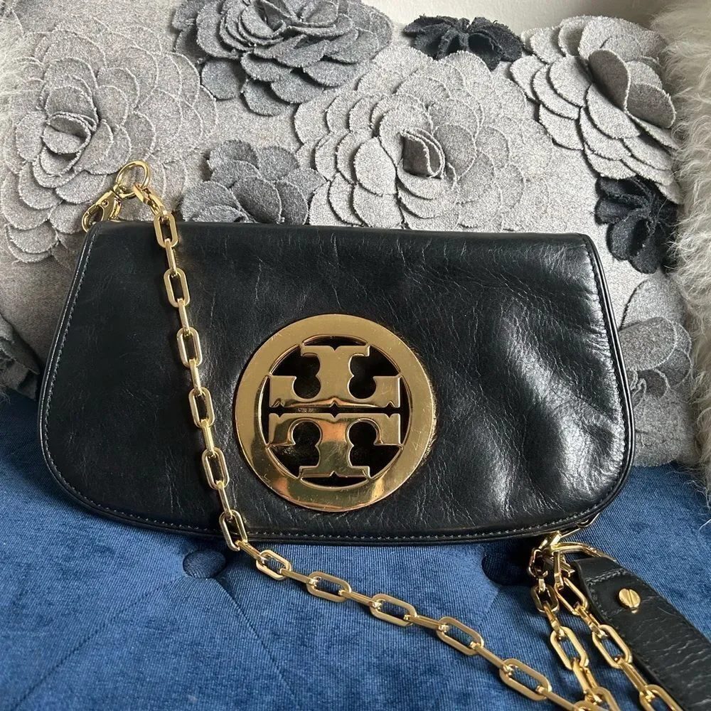 Tory Burch Reva black leather crossbody bag